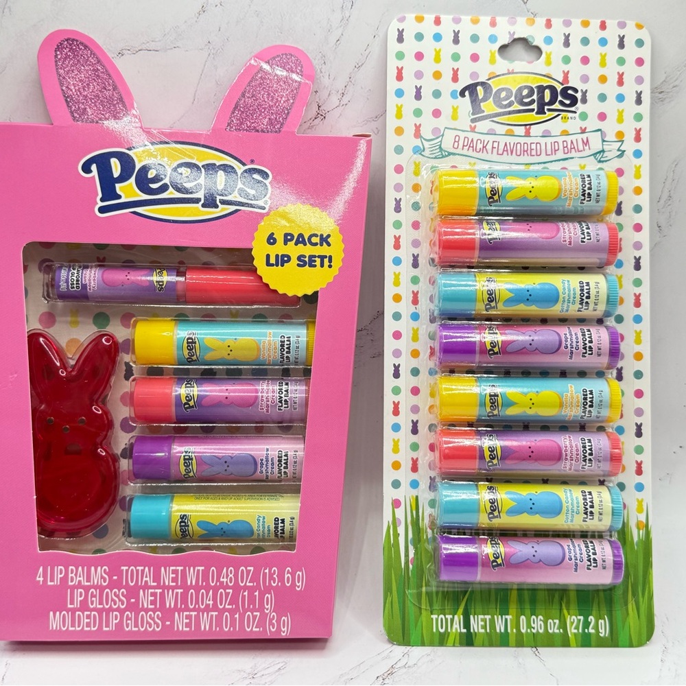 PEEP Set of 2 different lip kits- 6 pack lip set & 8 pack flavored lip balms new